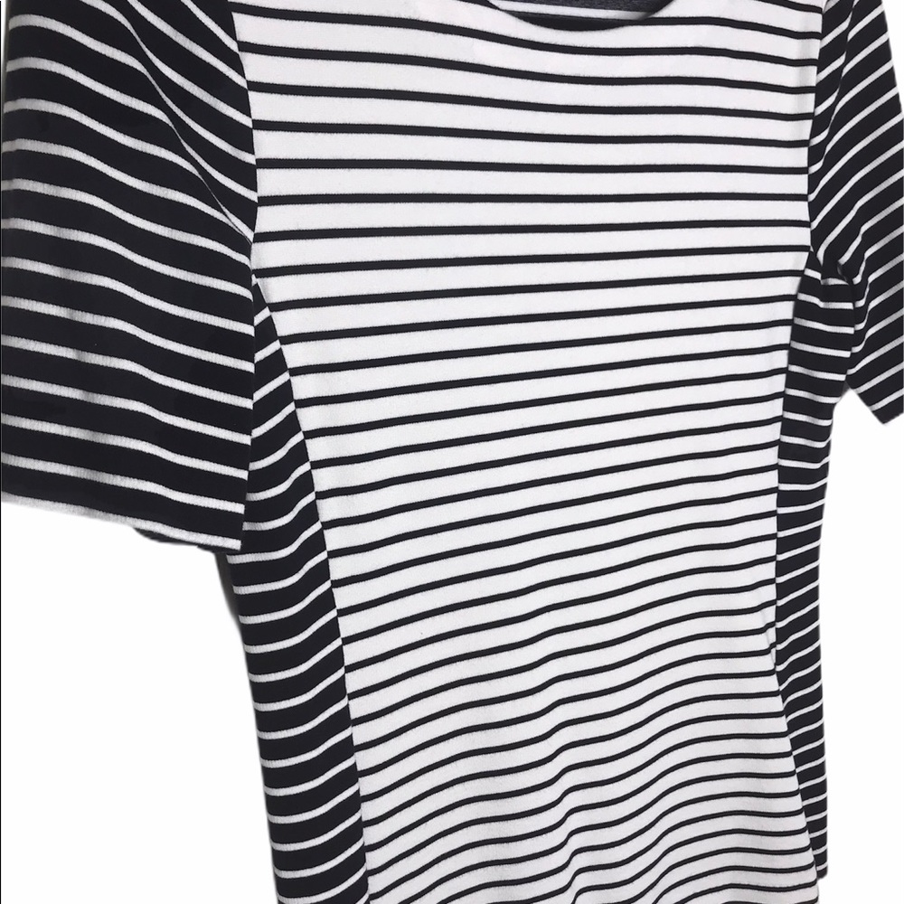 NEW Ann Taylor Womens Colorblock White/Black Stripe Ponte Top Small - Picture 5 of 8